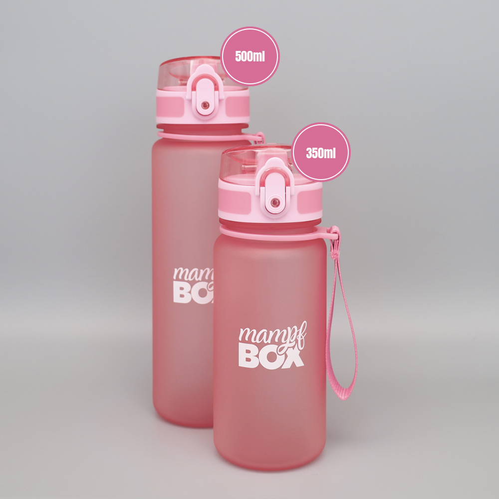 Vergleich von 350 ml und 500 ml Trinkflasche für Kindergarten in Pink