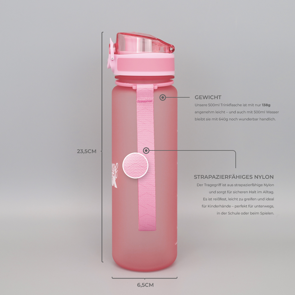 Pinke Tritan Trinkflasche mit Trageschlaufe
